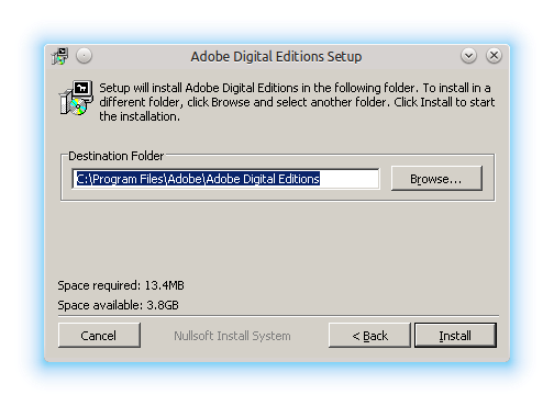 ADE destination folder install prompt