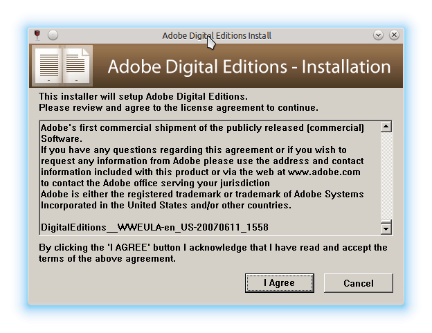 ADE license agreement prompt