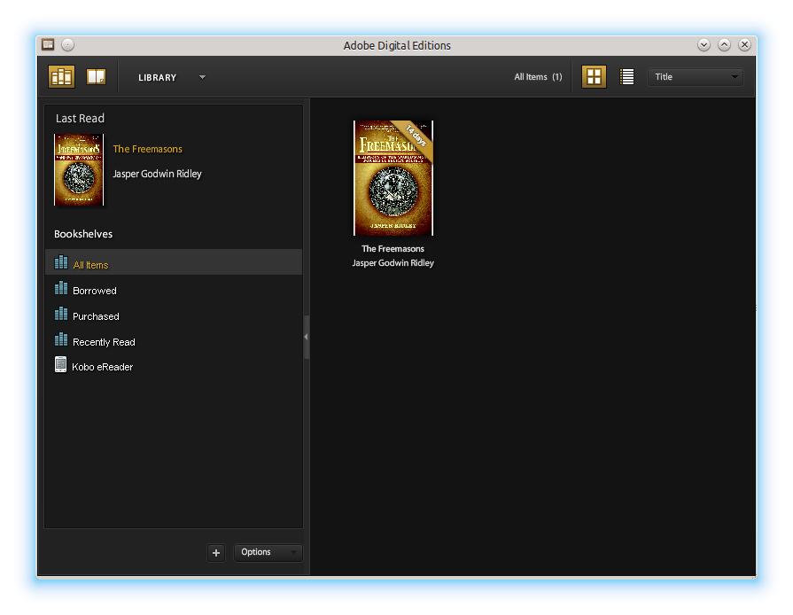 ADE library view with all items entry selected