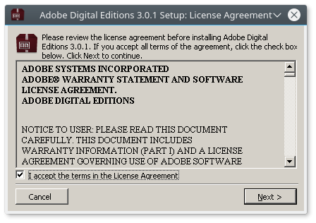 ADE Setup license agreement