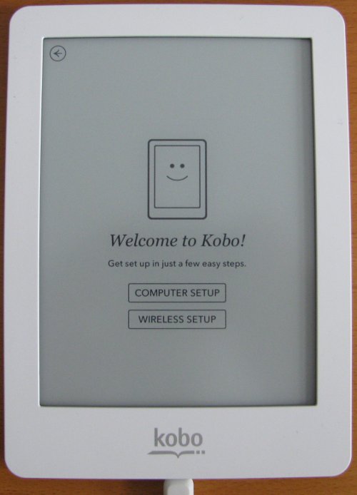 Kobo eReader computer or wireless setup screen