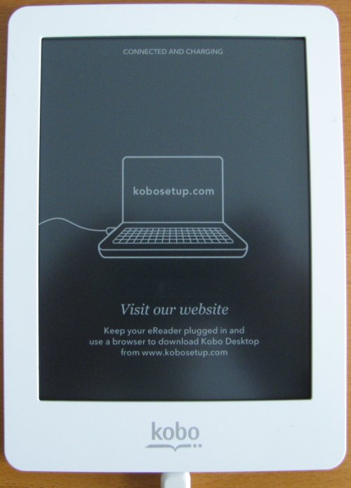Kobo eReader connected and charging screen