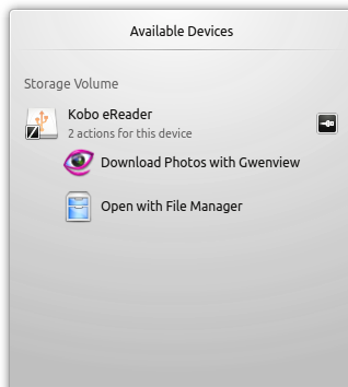 Kobo eReader computer detected cancel or connect screen