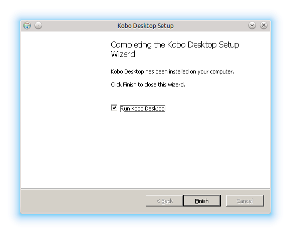 Kobo Desktop installation finished window