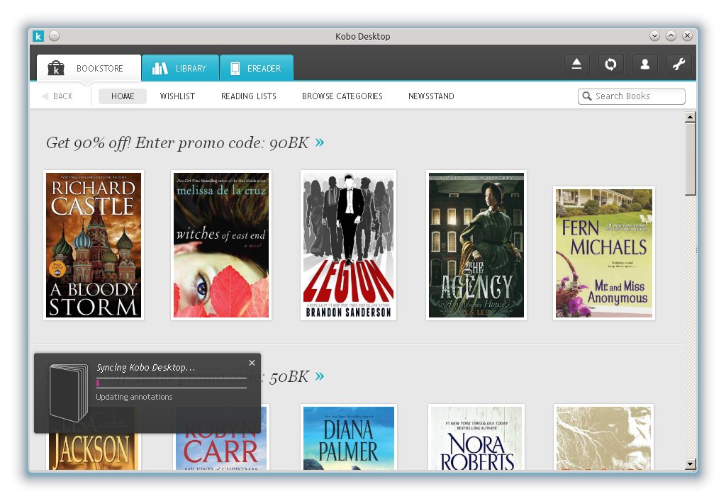Kobo Destkop syncing window