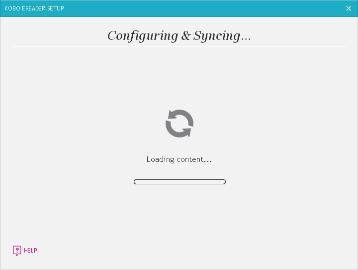 Kobo Desktop eReader configuring and syncing window