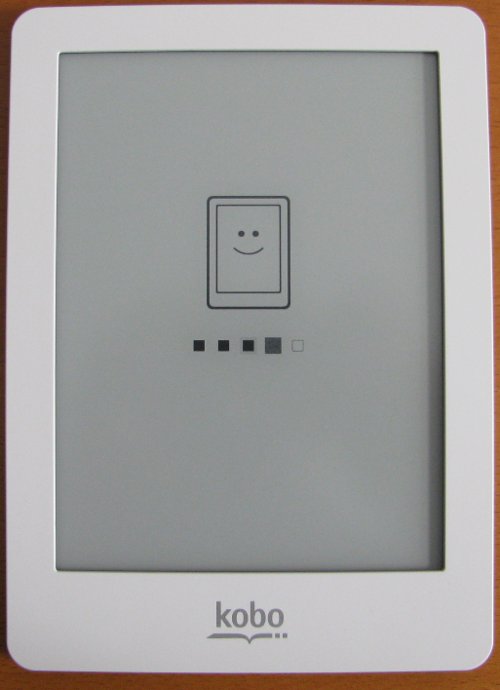 Kobo eReader powering up screen
