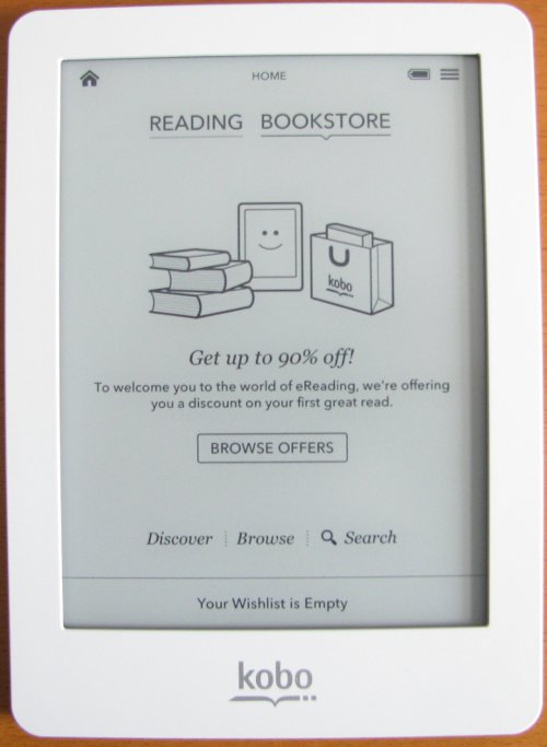 Kobo eReader browse offers scrren