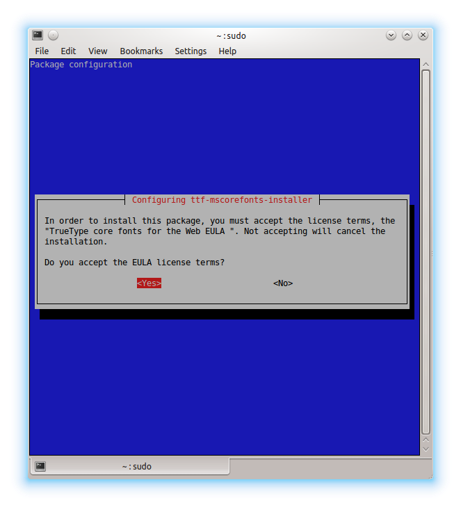 Prompt to accept EULA license