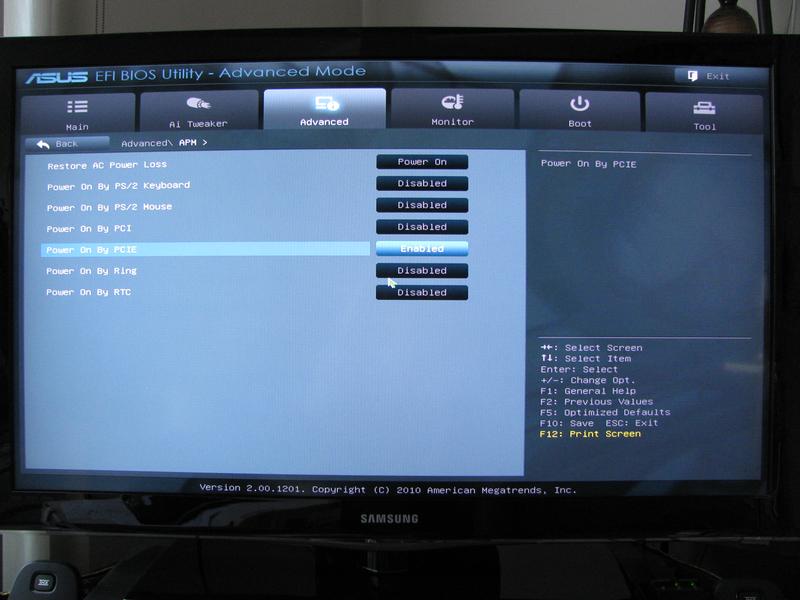 ASUS P8H61-M enable Power on PCIE for Wake-On-Lan