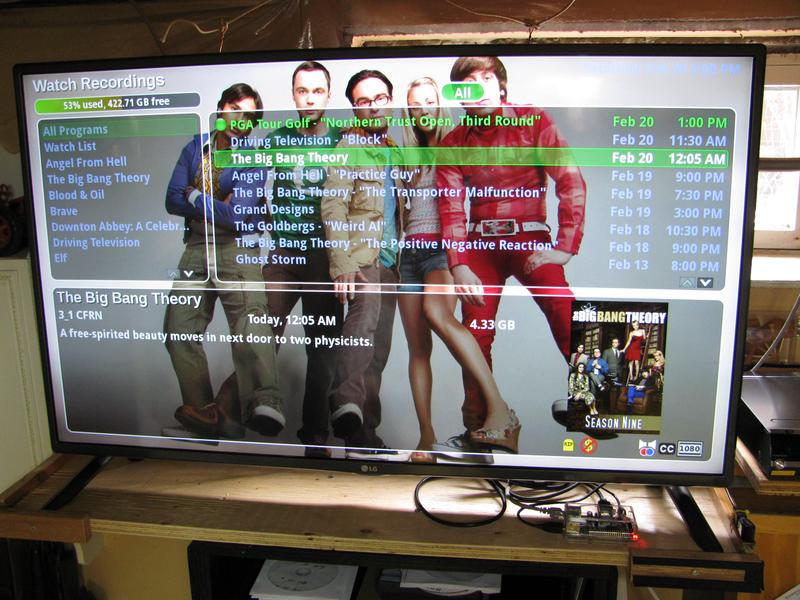 Mythfrontend displaying MythTV recordings