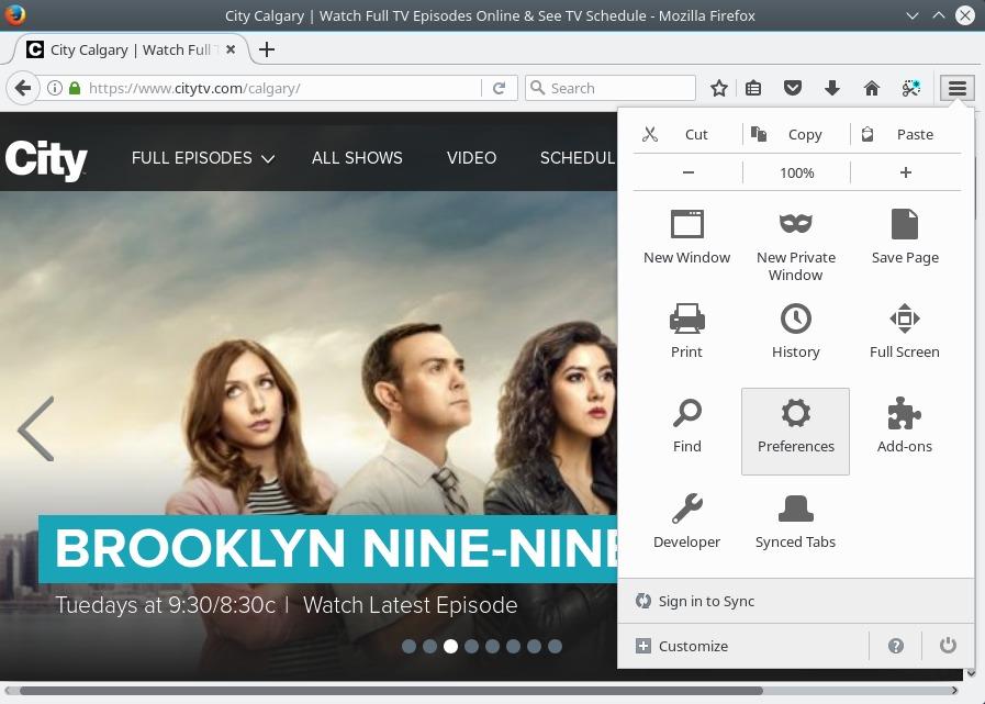 Firefox menu